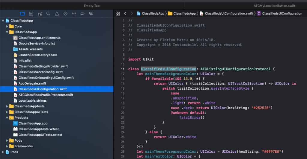 Changing App Colors and Fonts step 3
