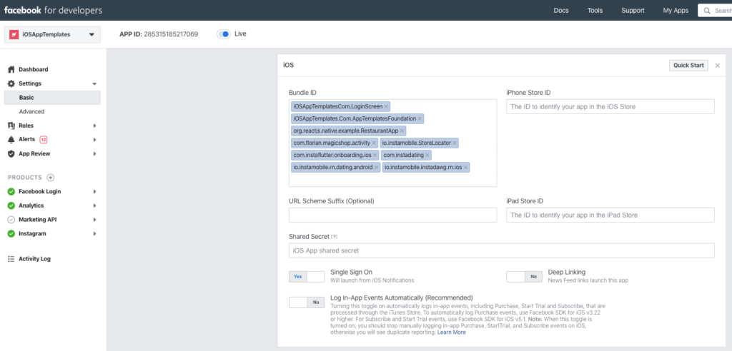 Facebook Login setup step 4