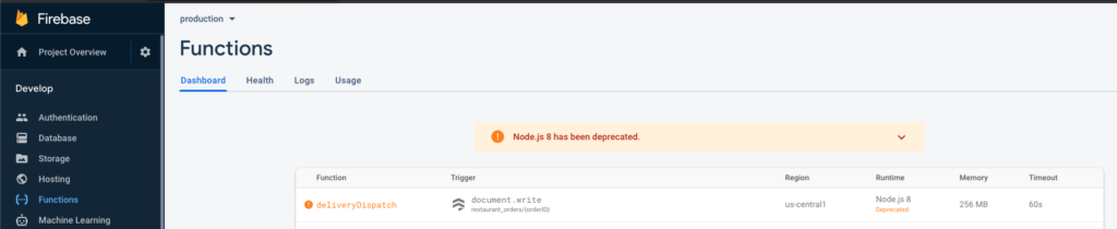 firebase dispatch function