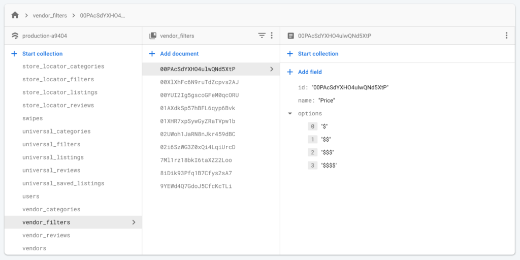 UberEats Firebase Tables setup step 1