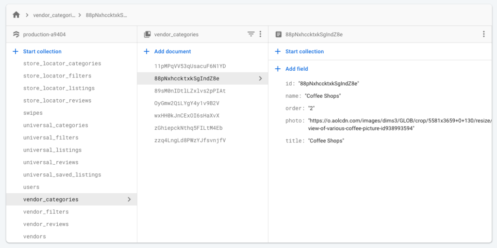 UberEats Firebase Tables setup step 2