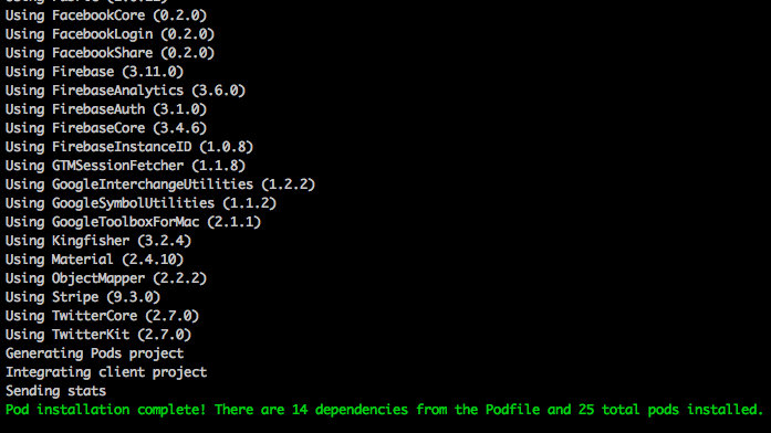 pod install output